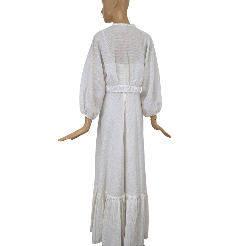 Vintage 70s Jody T of California White Lace Maxi Dress & Jacket Set Bridal Boho - Picture 7 of 10